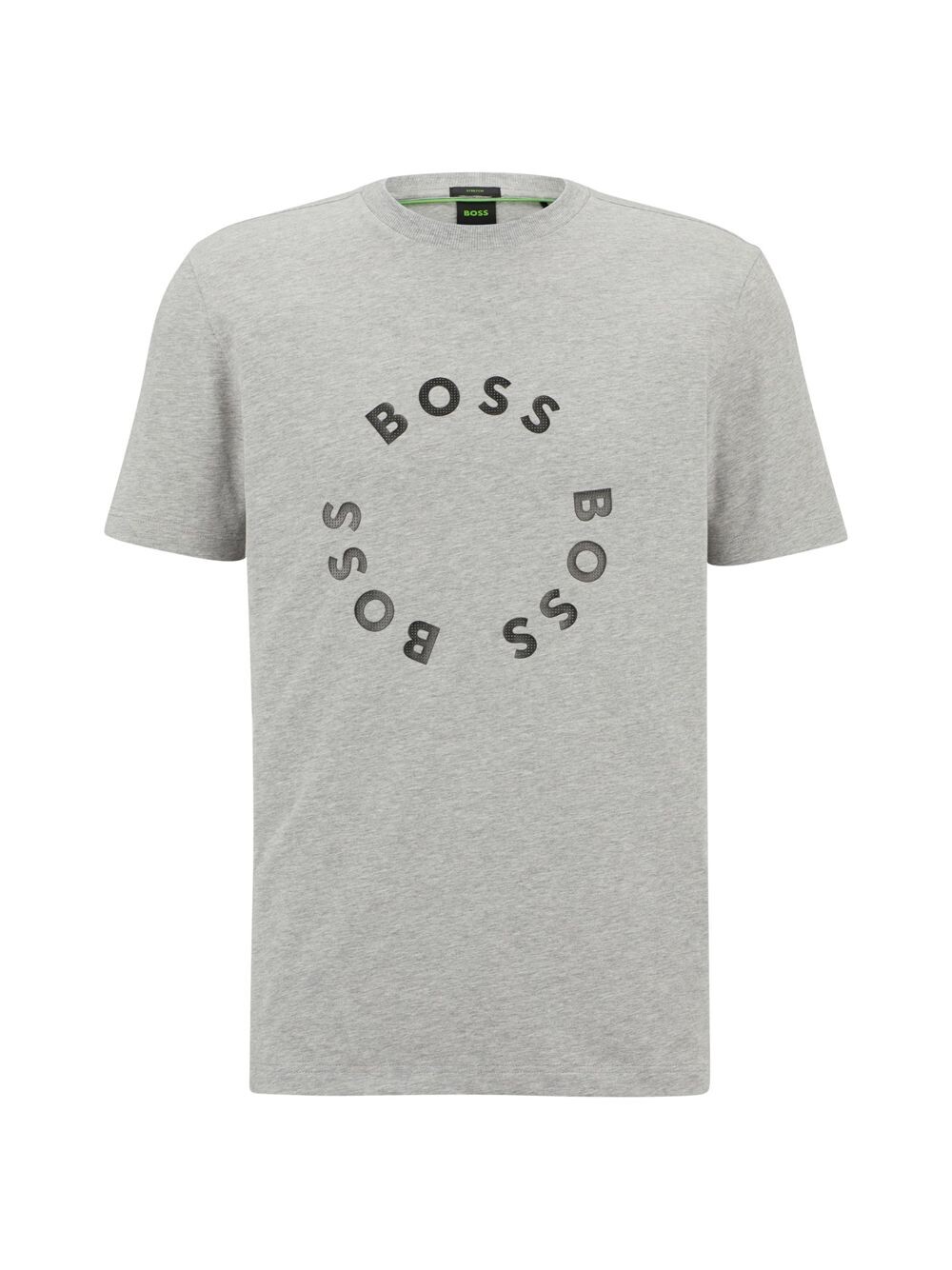 

Футболка из эластичного хлопка с принтом в виде круга с логотипом BOSS, серый