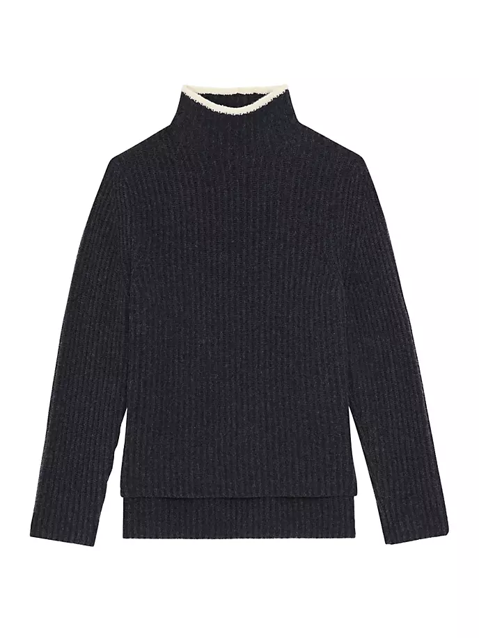 

Свитер Karenia из шерсти и кашемира в рубчик Theory, цвет charcoal ivory