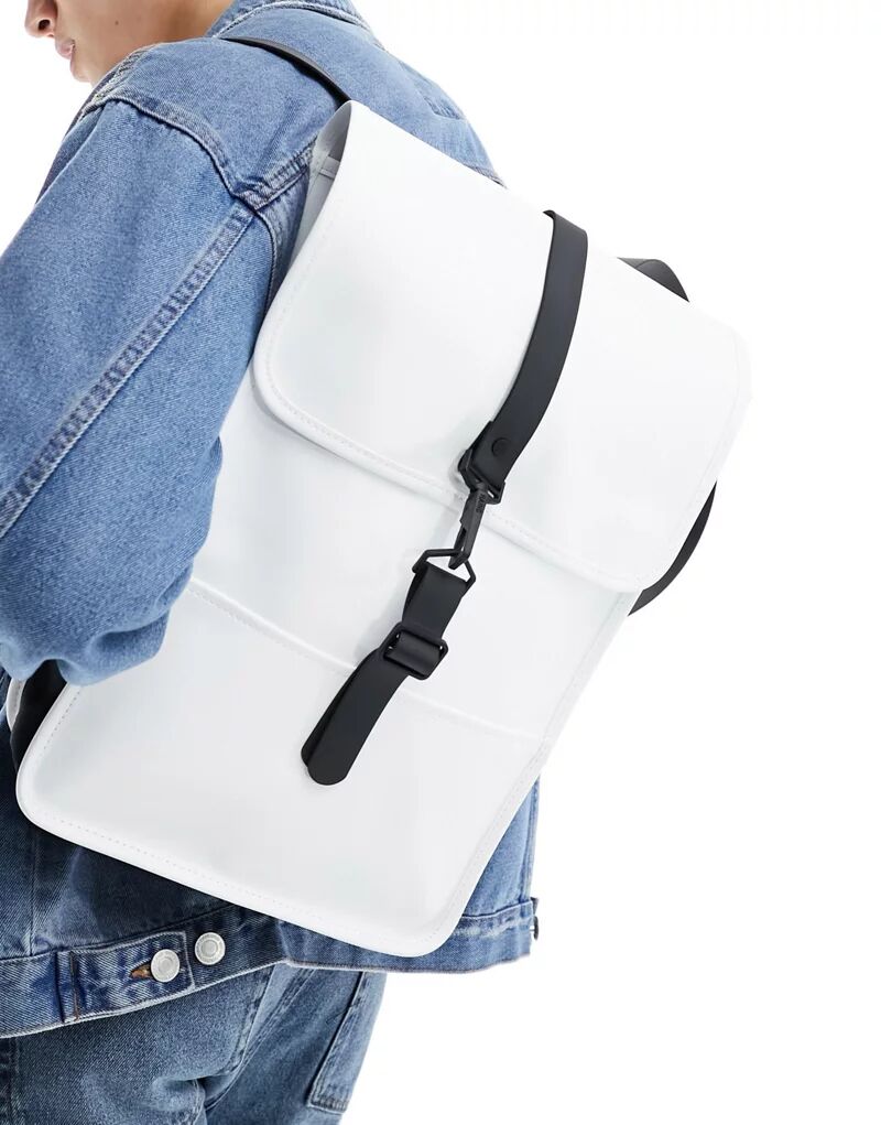 Маленький водонепроницаемый рюкзак унисекс Rains 13020 пудрово-белого цвета цена и фото