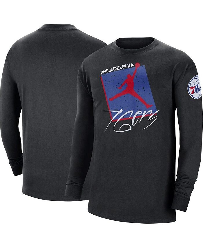 

Мужская брендовая черная футболка Philadelphia 76ers Courtside Max 90 в винтажном стиле с длинным рукавом Statement Edition Jordan, черный