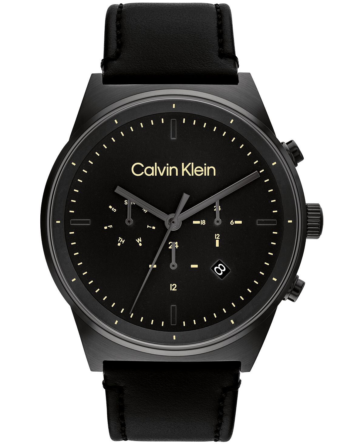 

Мужские часы с кожаным ремешком черного цвета, 44 мм Calvin Klein
