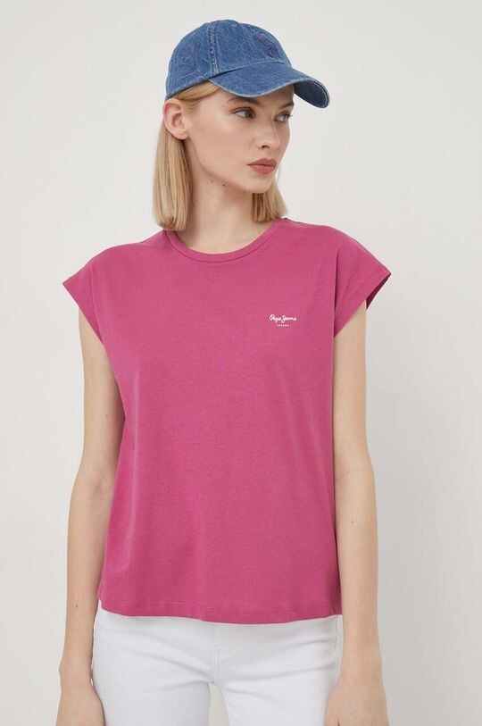 

Хлопковая футболка LORY Pepe Jeans, розовый