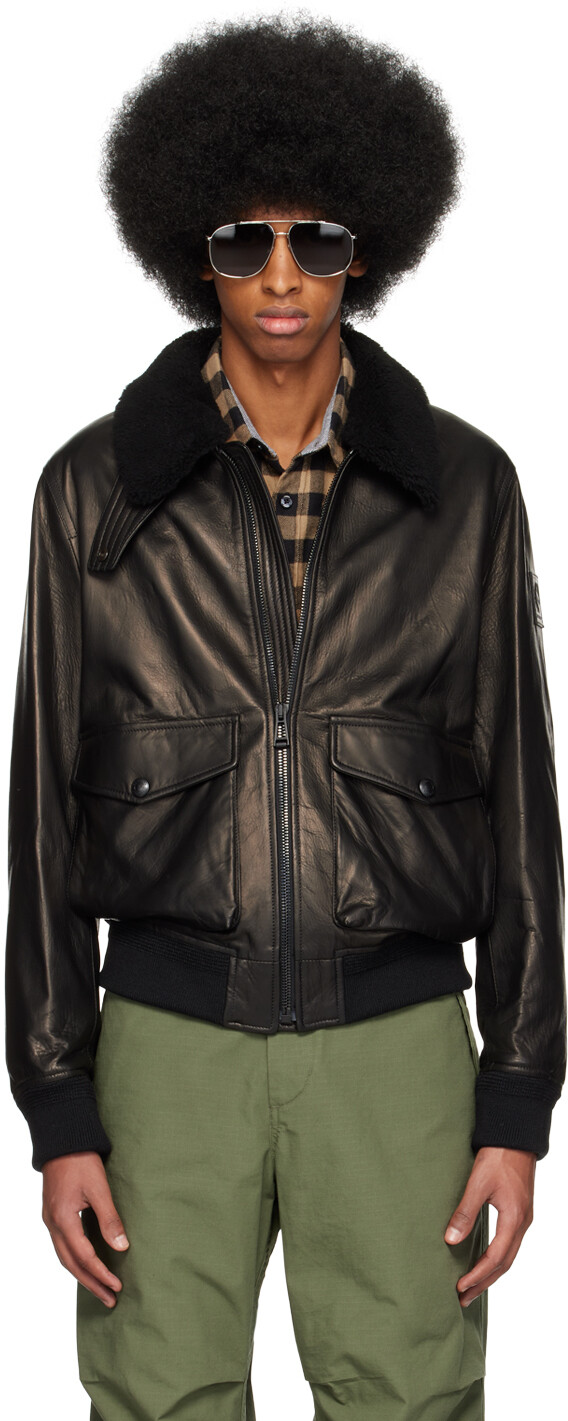 

Черная кожаная куртка Chart Belstaff, Черный