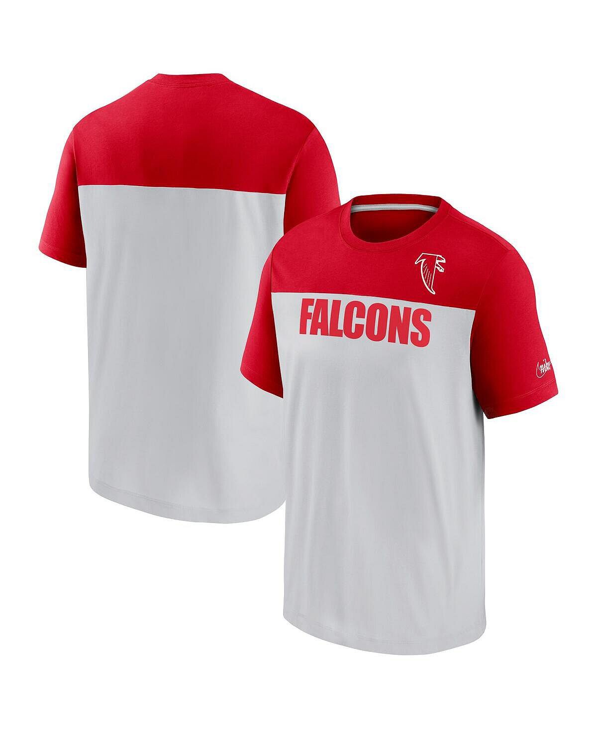 

Мужская серо-красная футболка с цветными блоками atlanta falcons fan gear throwback Nike, мульти
