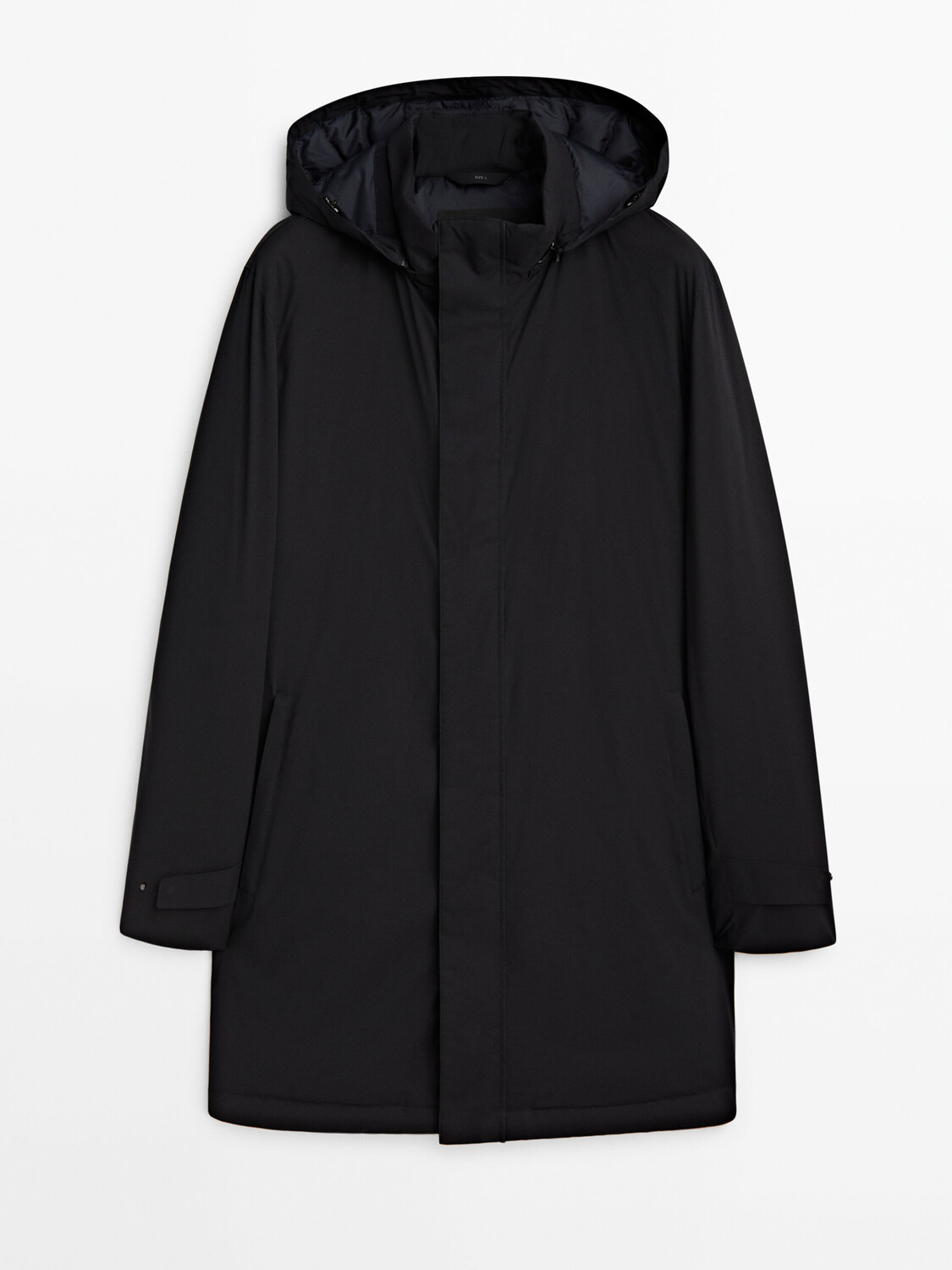 

Парка Massimo Dutti Hooded With Down And Feather Filling, темно-синий