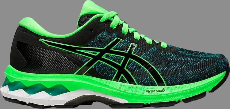 

Кроссовки gel kayano 27 gs 'black green gecko' Asics, черный