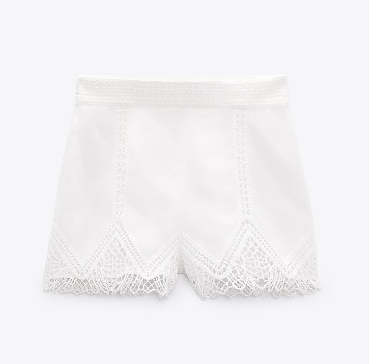 

Шорты Zara High-waist Guipure, белый