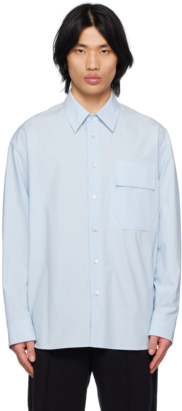 

Синяя рубашка с карманом Solid Homme