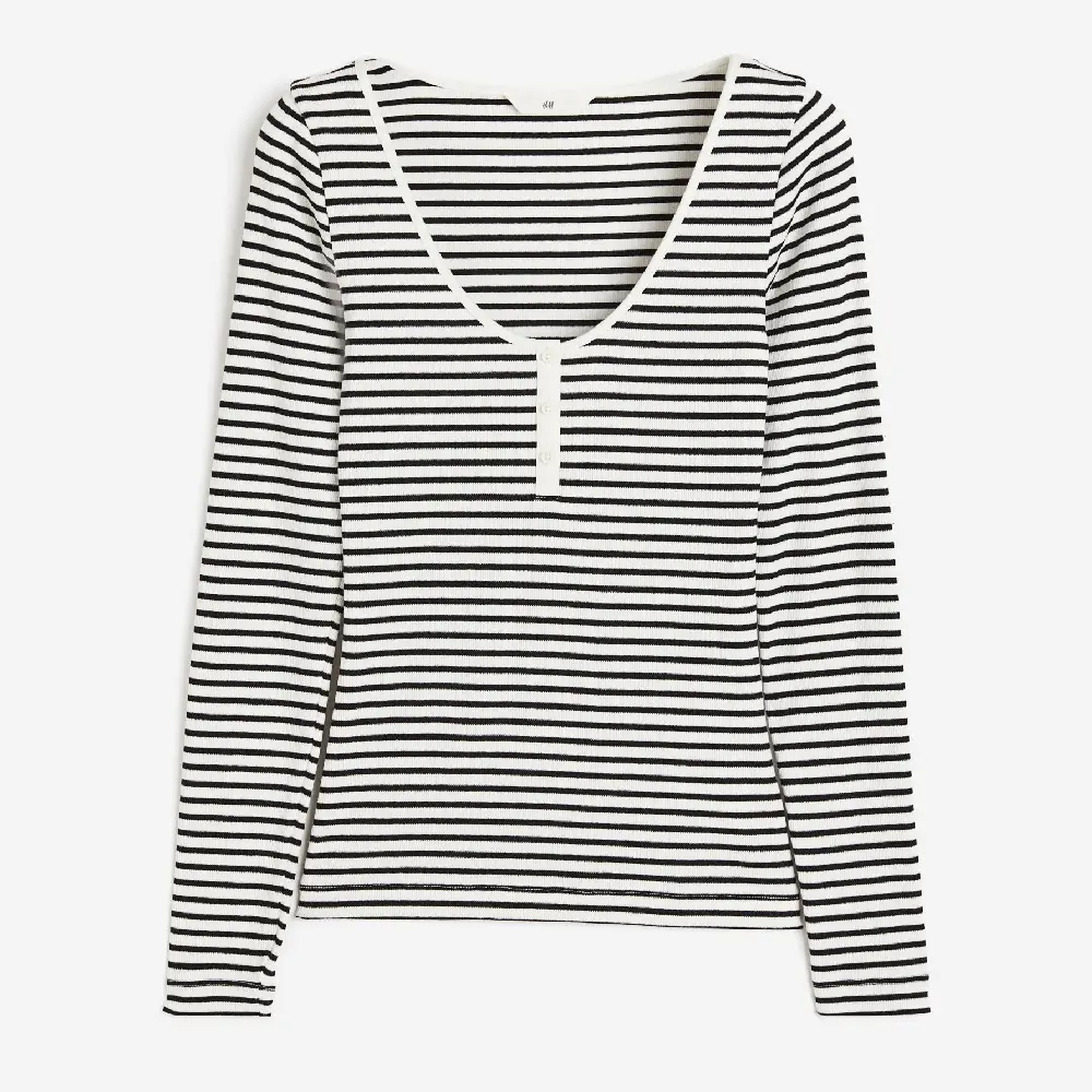 

Лонгслив H&M Henley, белый/черный