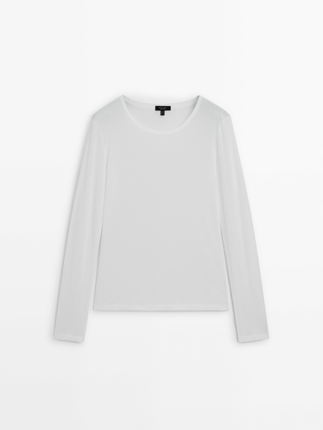 

Хлопковая футболка в рубчик с круглым вырезом Massimo Dutti, бежевый