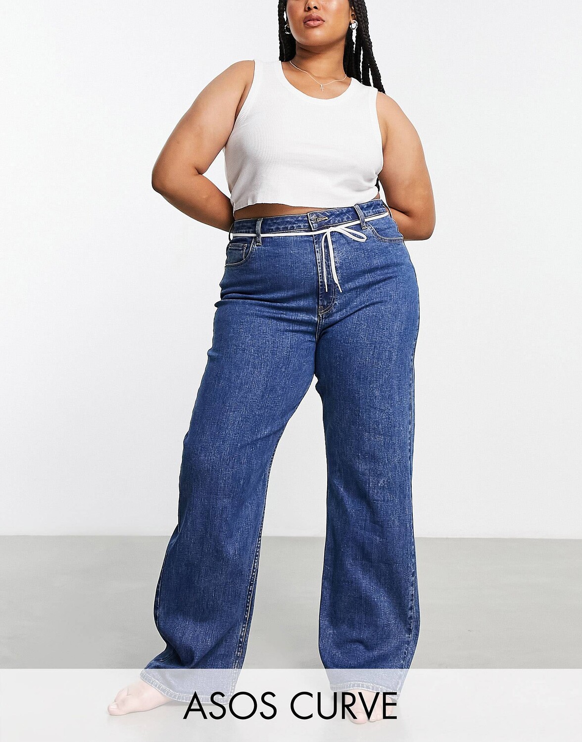 

Синие джинсы прямого кроя ASOS DESIGN Curve