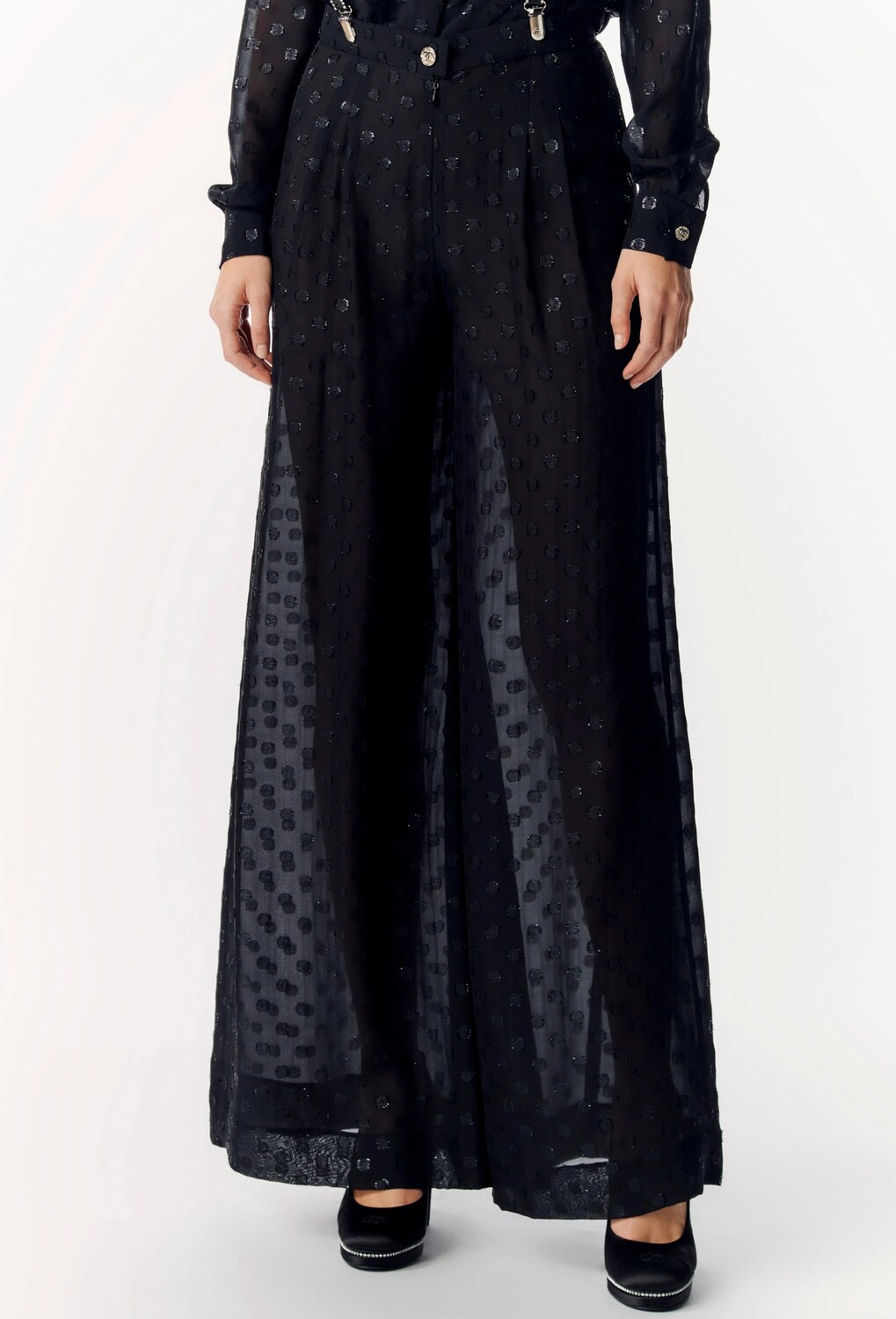

Брюки Chanel Iridescent Silk Muslin, черный
