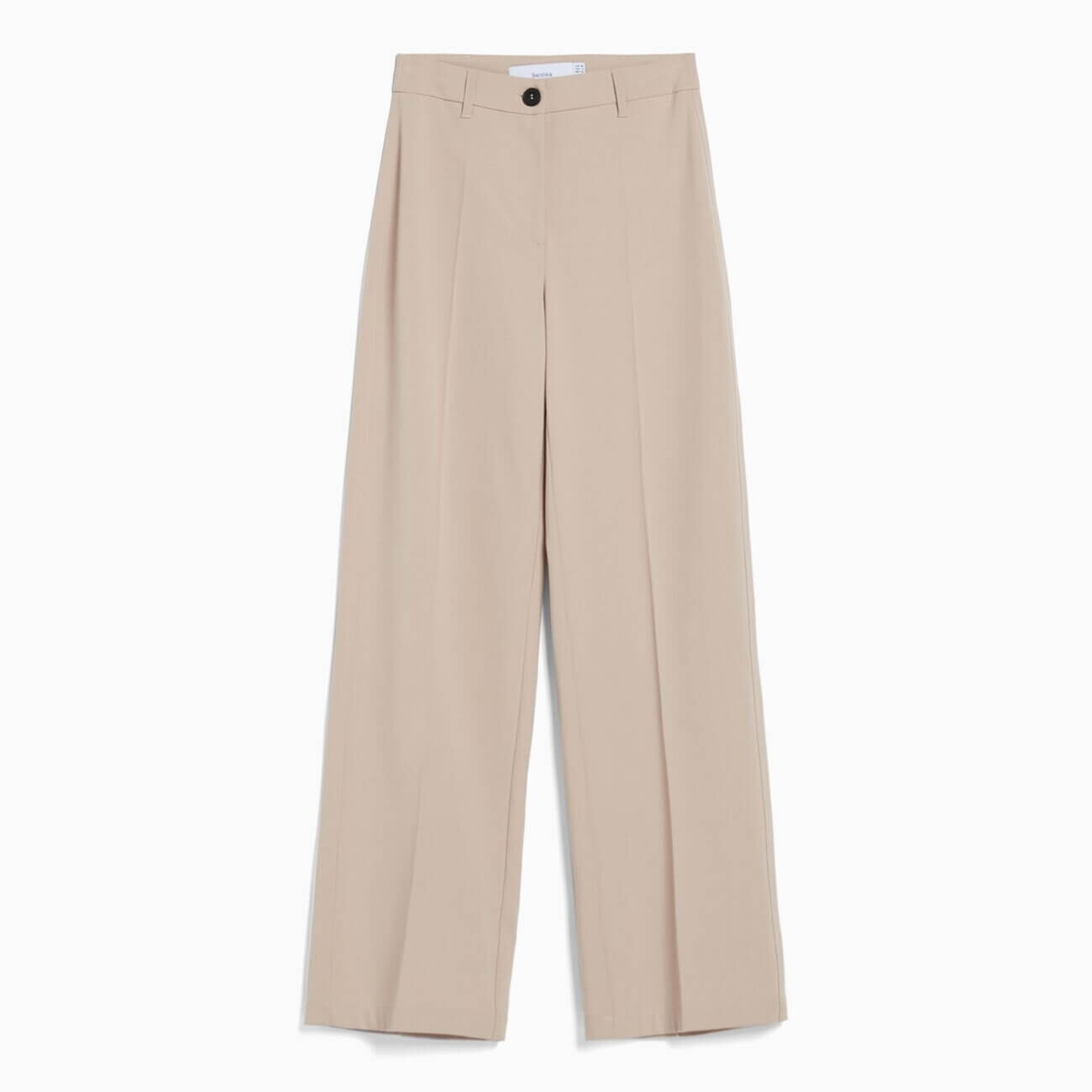 

Брюки Bershka Wide-leg With Belt Loops, бежевый