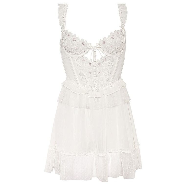 

Платье-комбинация For Love & Lemons Eternal Rose, белый