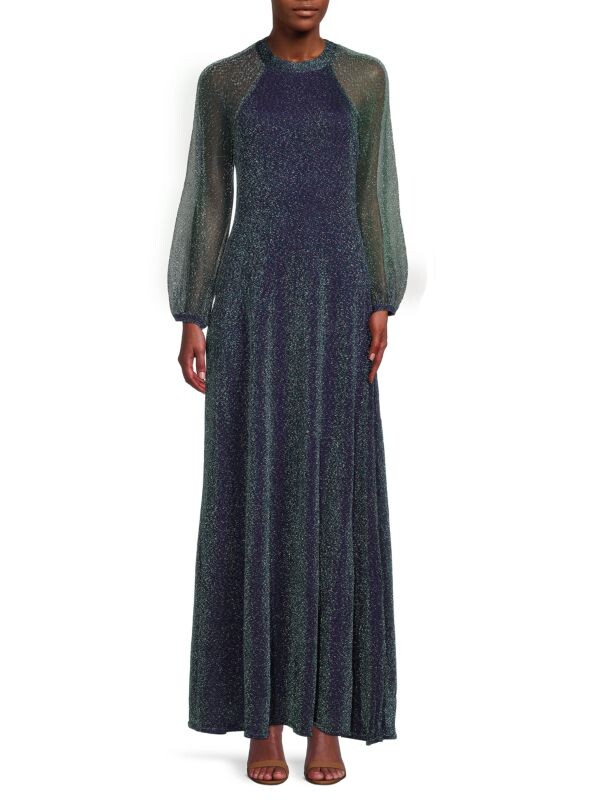 

Трикотажное платье трапециевидной формы с блестками Missoni Blue green