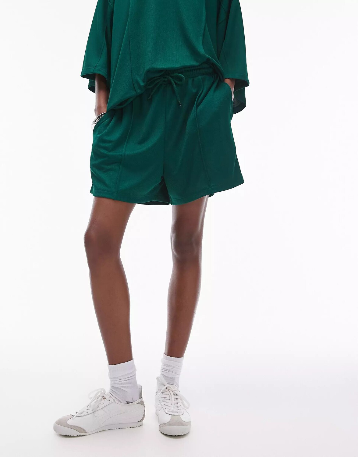 

Шорты Topshop Long-cut Sports With Picot Trim, зеленый