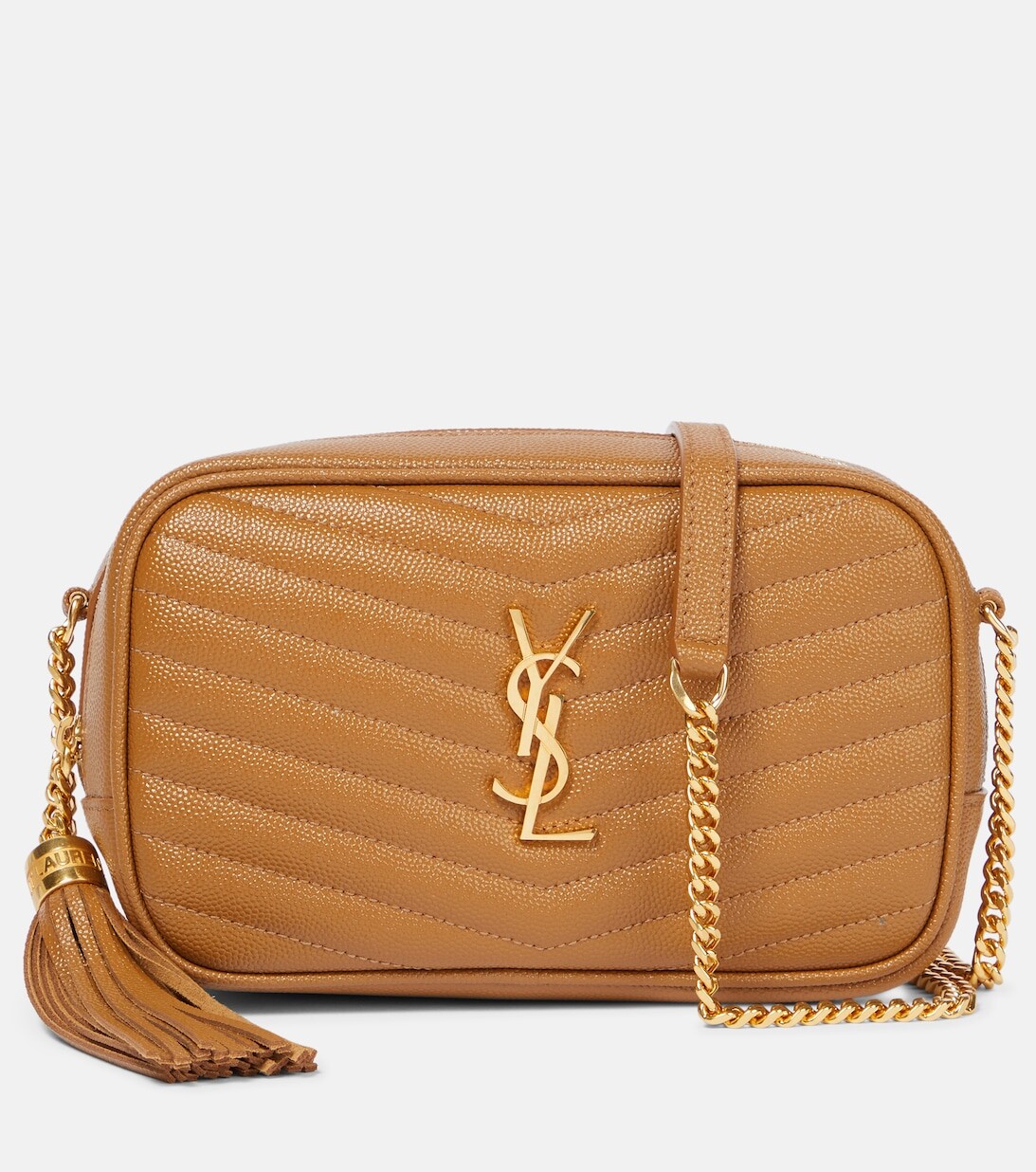 

Кожаная сумка через плечо Lou Mini Saint Laurent, коричневый
