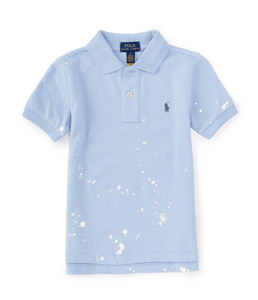 

Рубашка-поло с короткими рукавами и принтом брызг краски Polo Ralph Lauren Little Boys 2T-7, синий