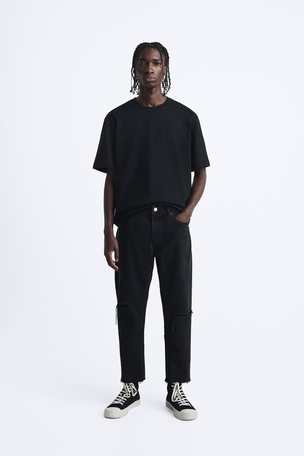 

Укороченные узкие джинсы Zara, черный