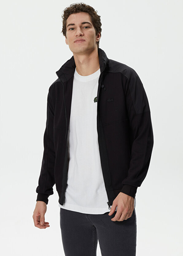 

Черная мужская толстовка обычного кроя на молнии Lacoste, Черный