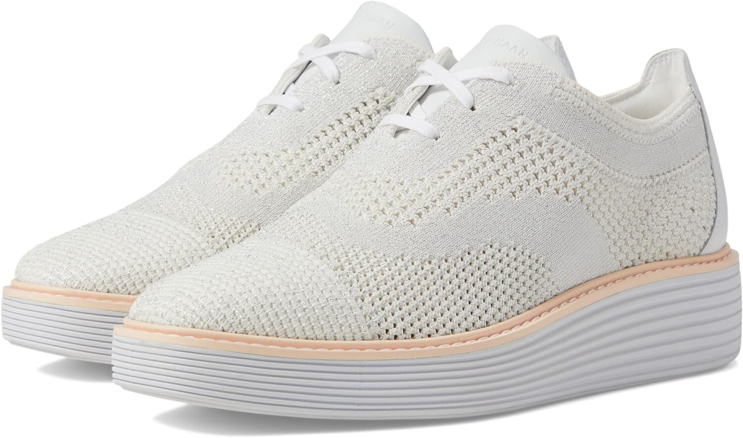 

Оксфорды Original Grand Platform Stitchlite Oxford Cole Haan, цвет Optic White/Silver Knit