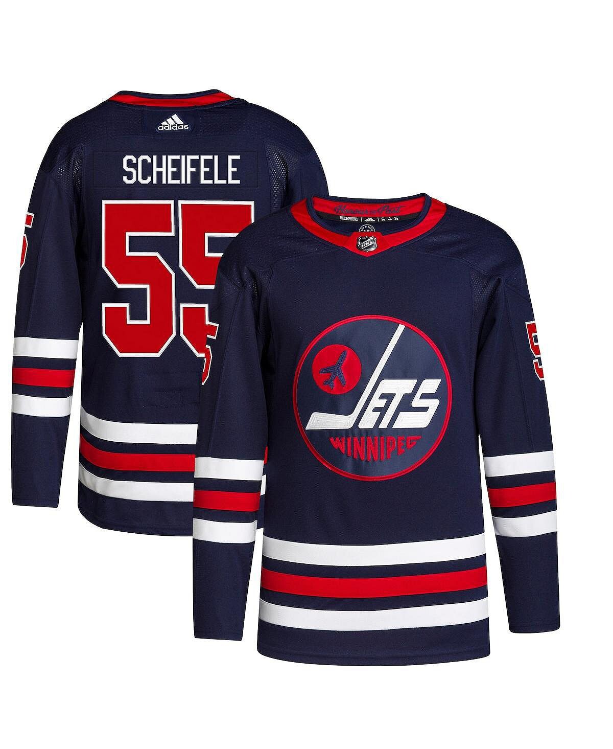 

Мужская футболка mark scheifele navy winnipeg jets 2021/22 alternate primegreen authentic pro player jersey adidas, синий