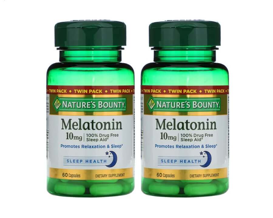 Мелатонин, двойная упаковка, 10 мг, 60 капсул в каждой, Nature's Bounty nature s bounty ацидофильные пробиотики двойная упаковка 100 таблеток в каждой