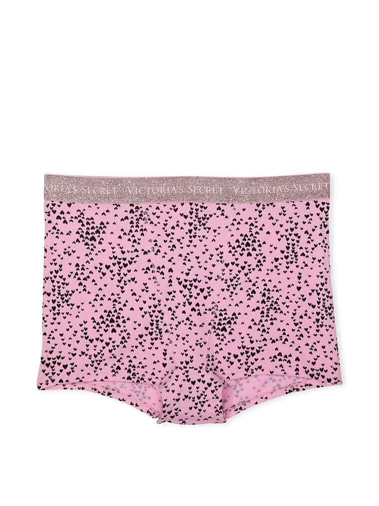

Трусы-шорты Victoria's Secret Logo Cotton High Waist, черный/розовый