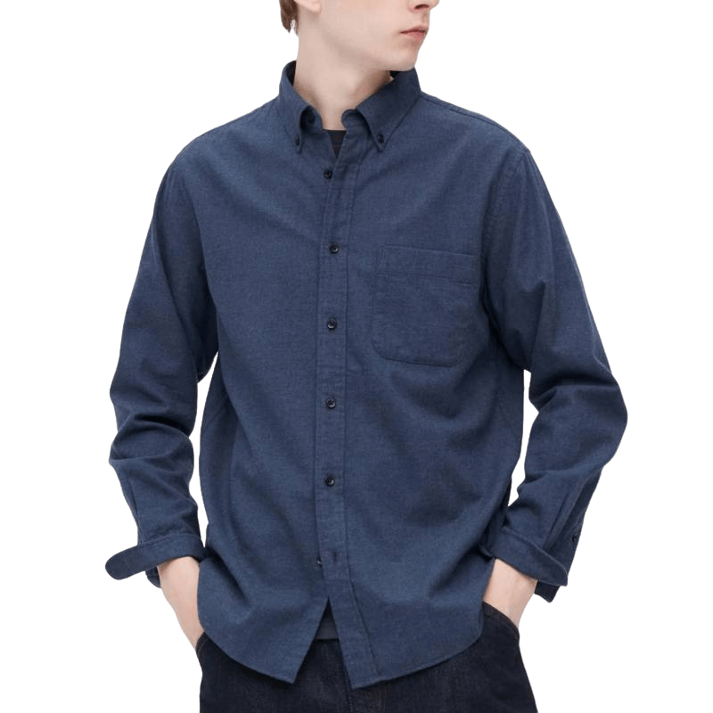 Рубашка Uniqlo Flannel Regular Fit, синий рубашка uniqlo flannel regular fit серый