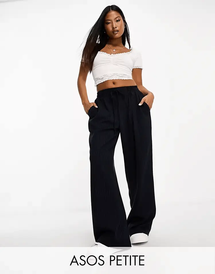 

Брюки Asos Design Petite Pull On In Stripe, темно-синий