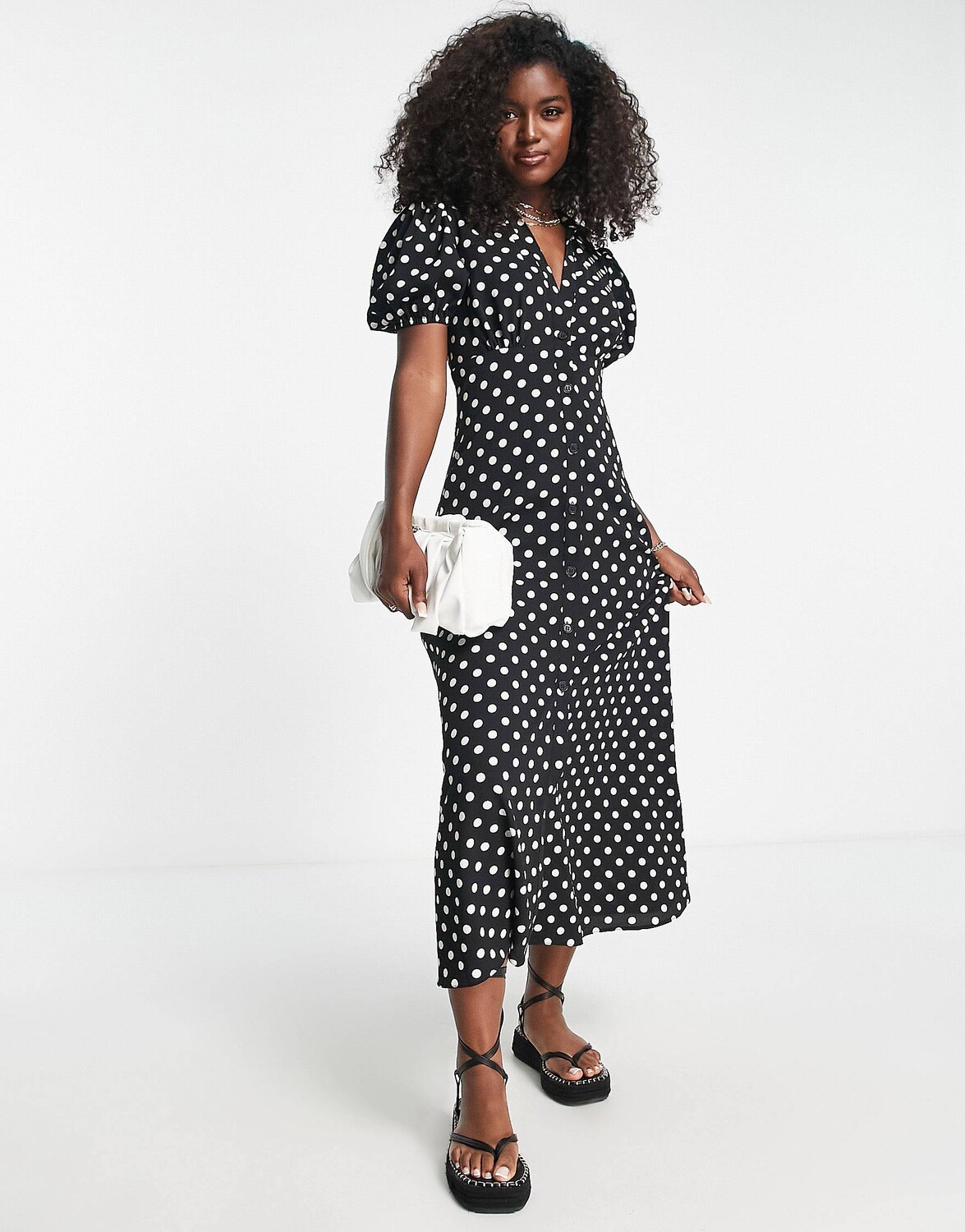 

Однотонное платье-рубашка миди с пуговицами спереди ASOS DESIGN