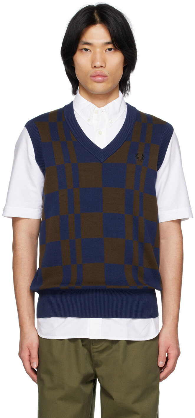 

Темно-сине-коричневый жилет в шахматную клетку Fred Perry