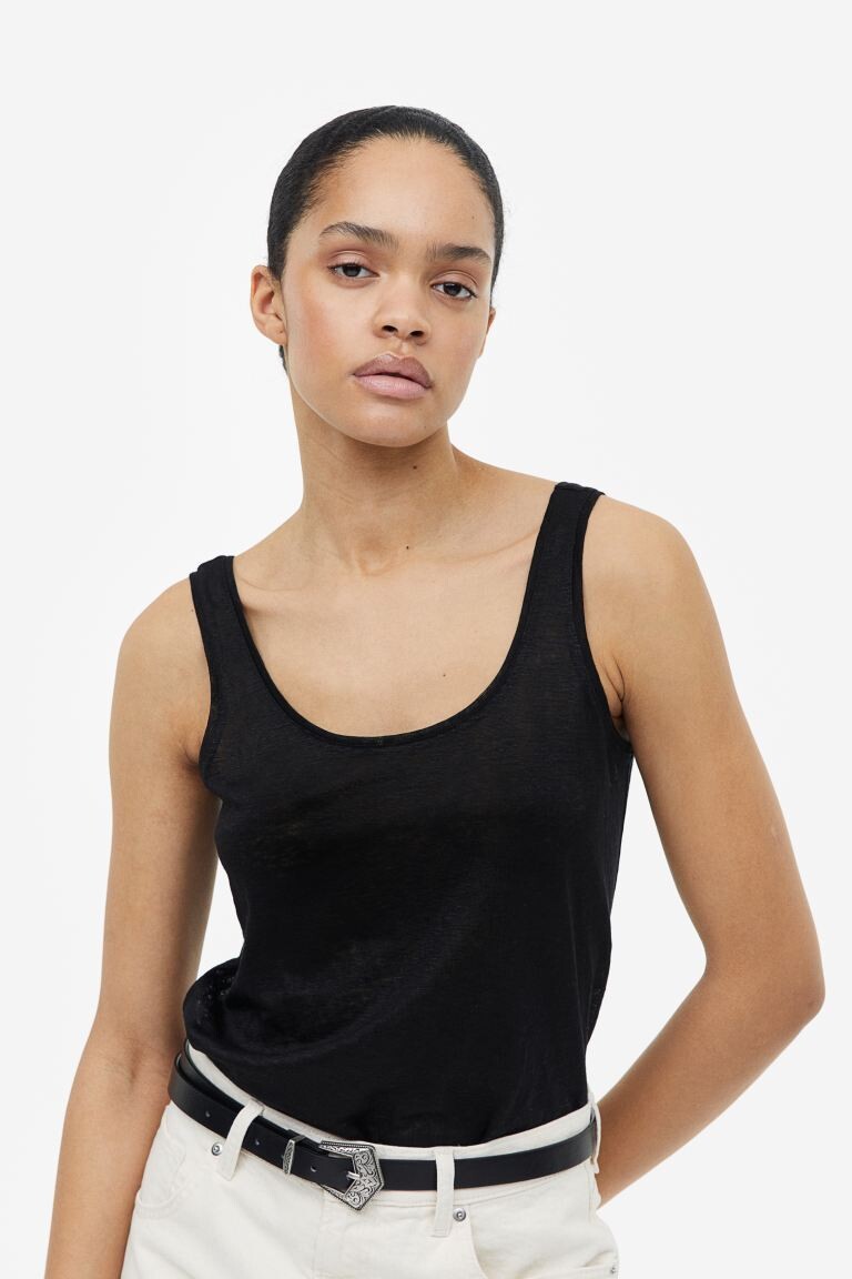 

Льняная майка H&M, черный