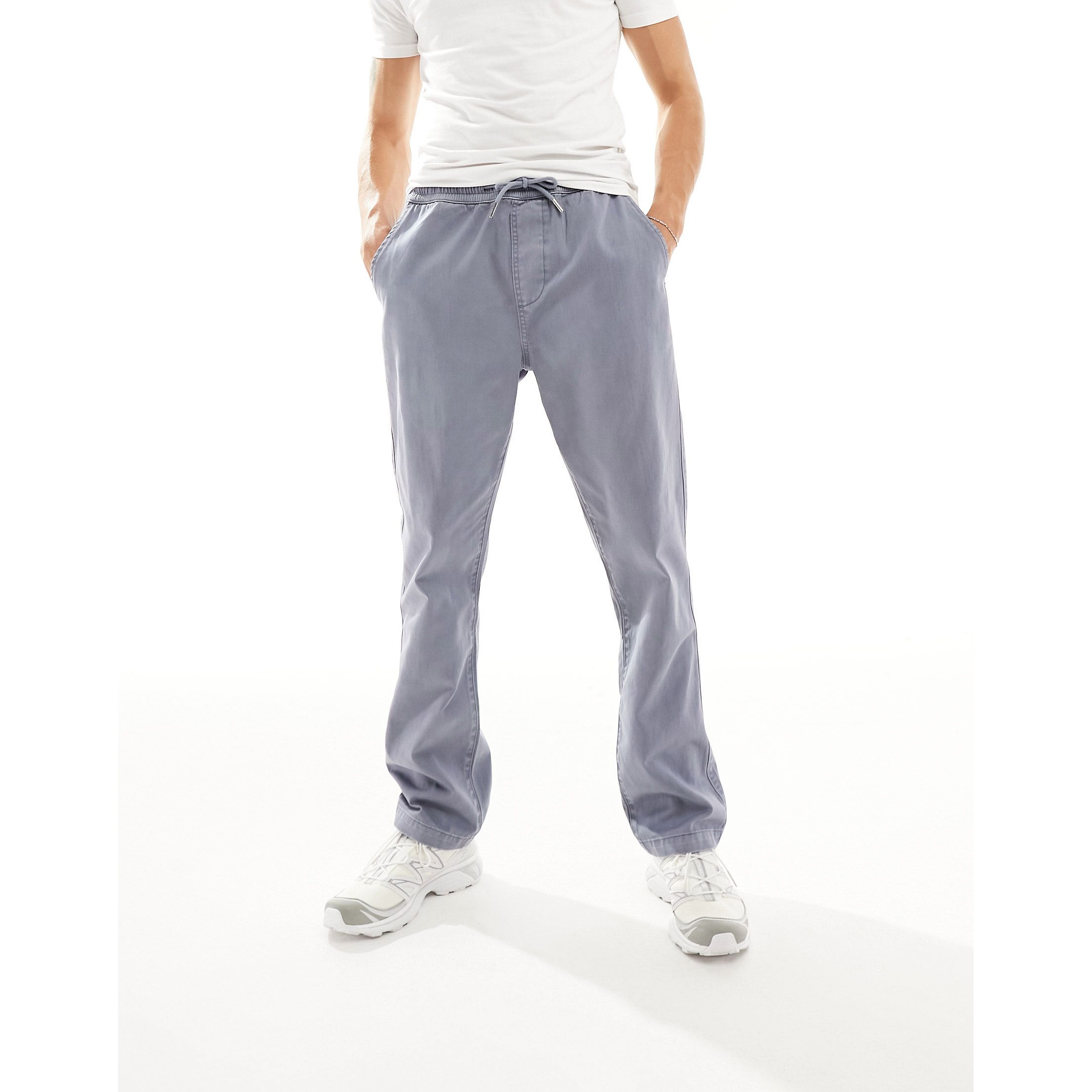 Брюки Asos Design Straight Leg Pull On With Elasticated Waist, синий брюки asos с ажуром 40 размер