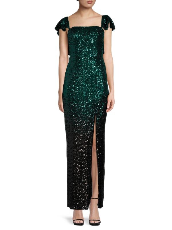 

Платье-колонна с пайетками и эффектом «омбре» Marchesa Emerald