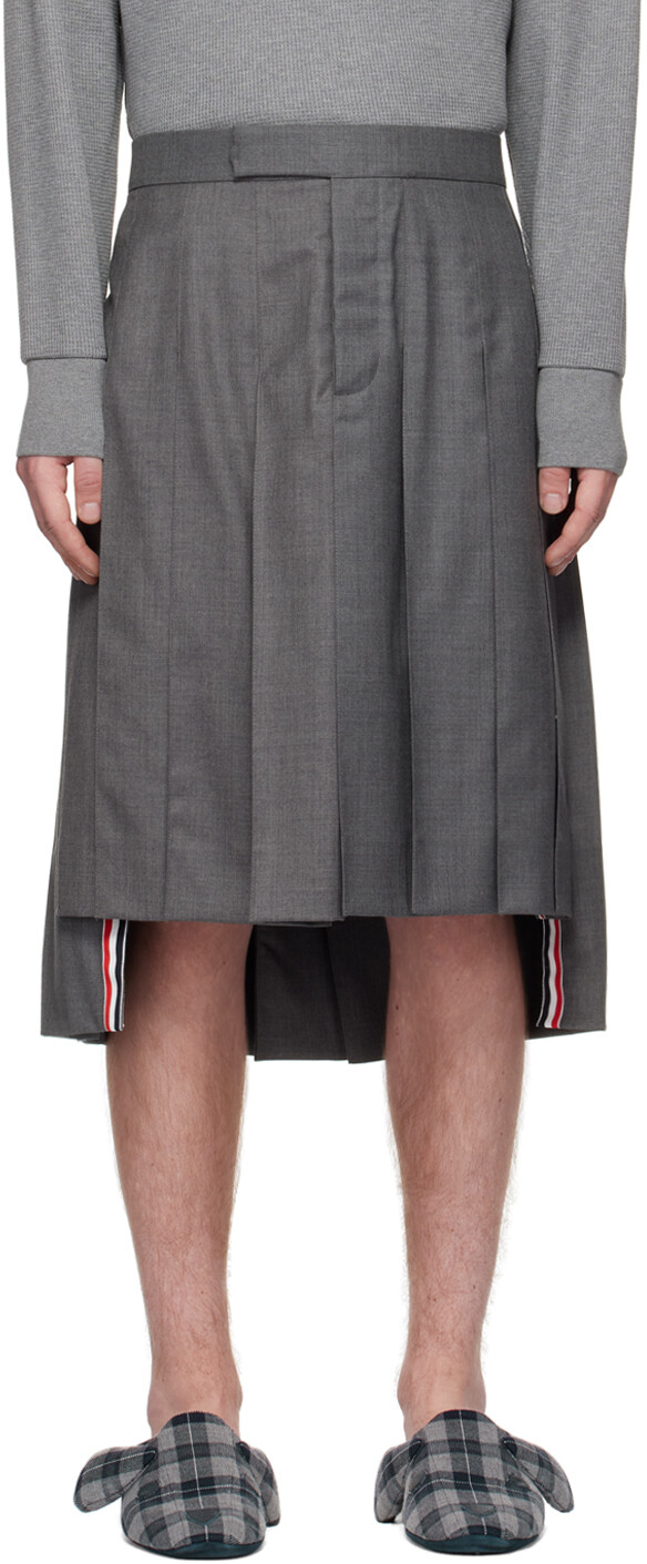 

Серая плиссированная юбка Super 120s Thom Browne, Серый