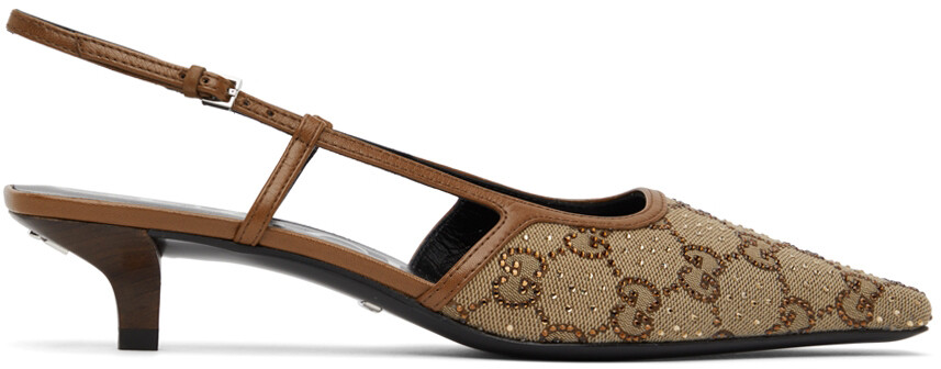 

Бежевые туфли на каблуке GG Demi Gucci