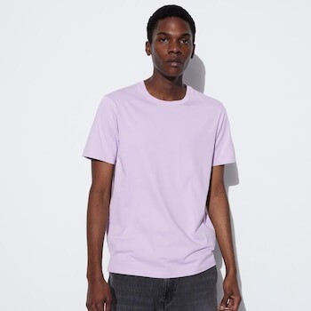 

Футболка с круглым вырезом Supima Uniqlo, светло-фиолетовый, Черный