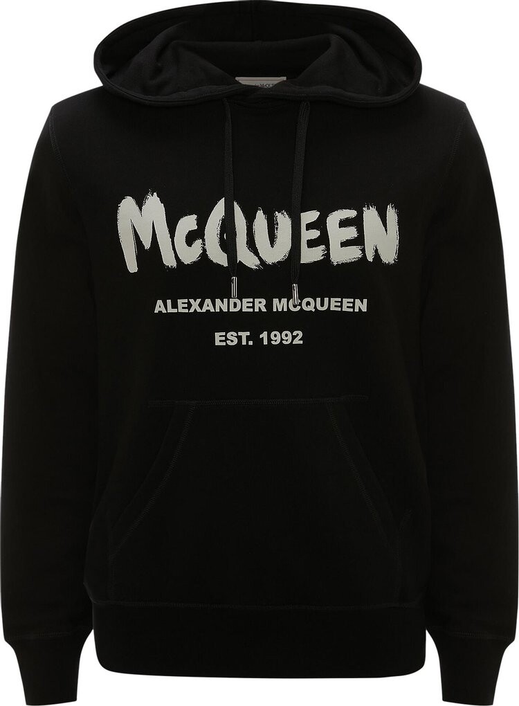 

Толстовка Alexander McQueen Graffiti Hooded Sweatshirt 'Black/Ivory', черный