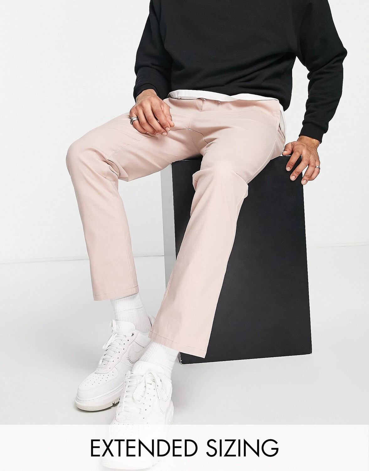 

Розовые узкие брюки чинос с эластичной талией ASOS DESIGN, Розовый