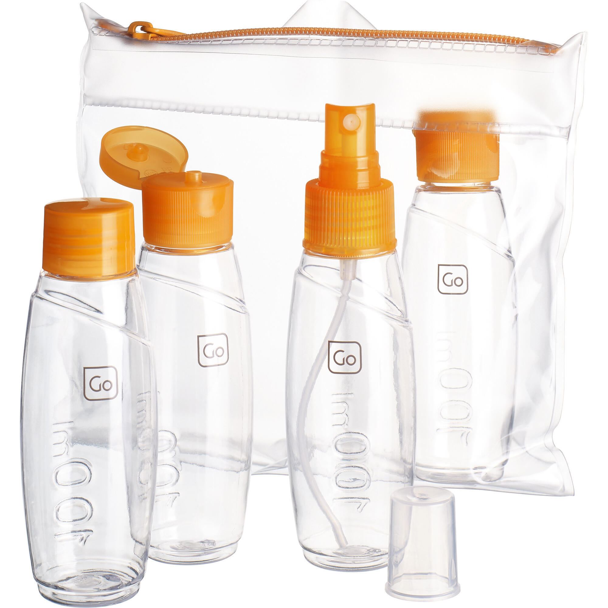 Набор бутылочек по 100 мл для авиаперелетов Design, 4 предмета, прозрачный набор для ручной клади munich