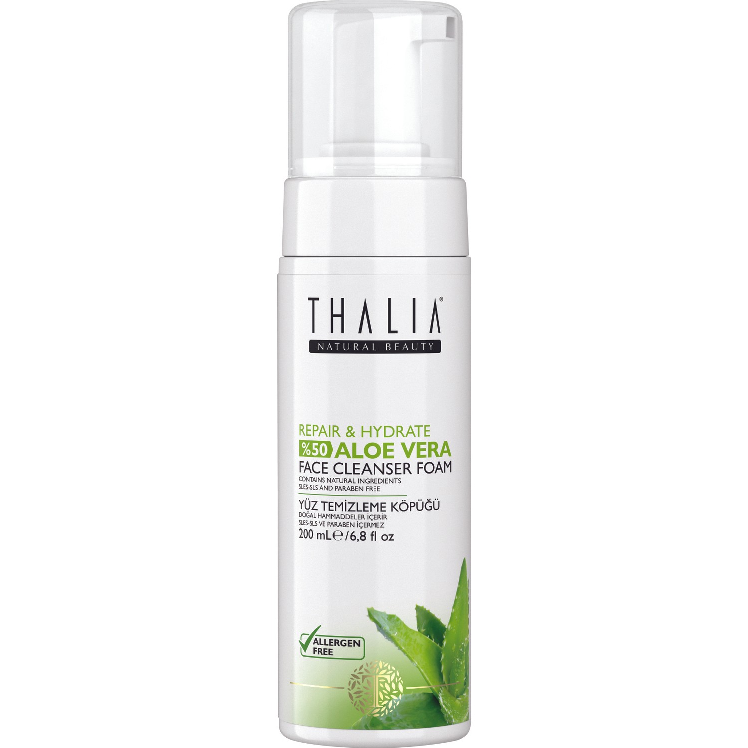 Очищающая пенка для лица Thalia с 99% экстрактом алоэ вера, 200 мл ночная маска для лица thalia natural beauty collagen sleeping revitalizing 15 мл