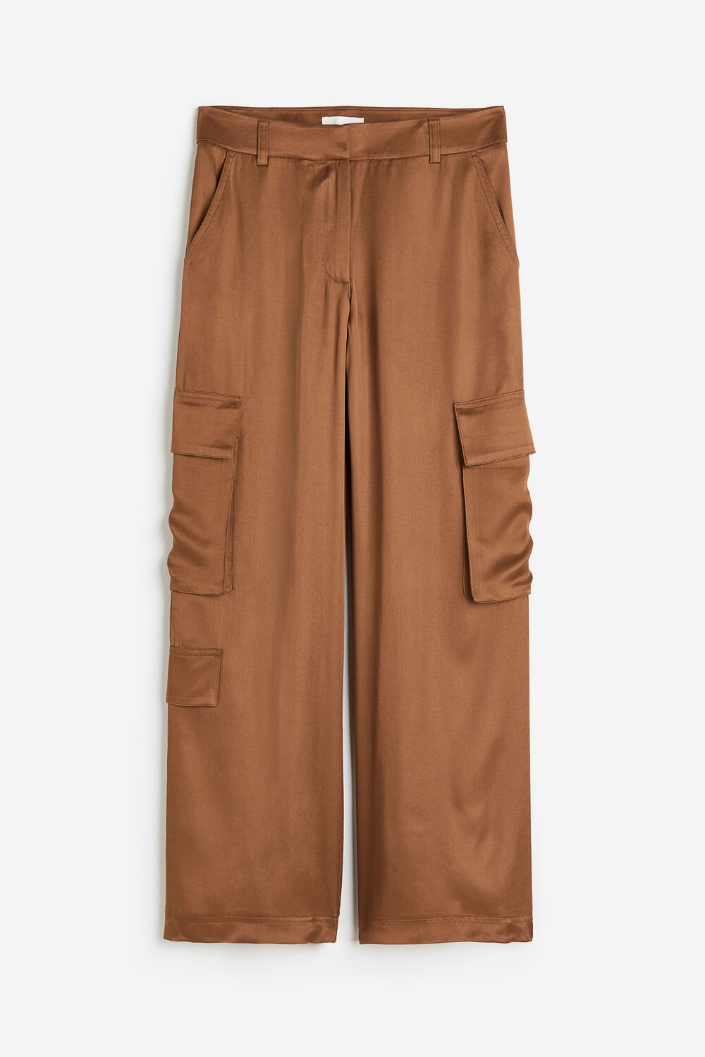 Брюки H&M Satin Cargo, коричневый