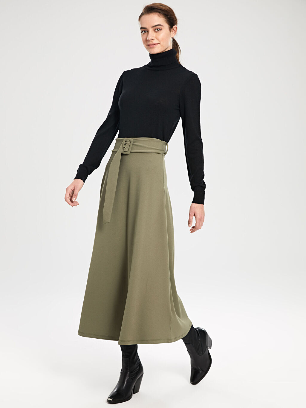 

Однотонная Женская юбка из крепа LCW Modest