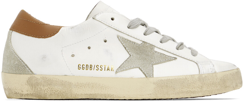 

Эксклюзивные бело-коричневые классические кроссовки SSENSE Super-Star Golden Goose