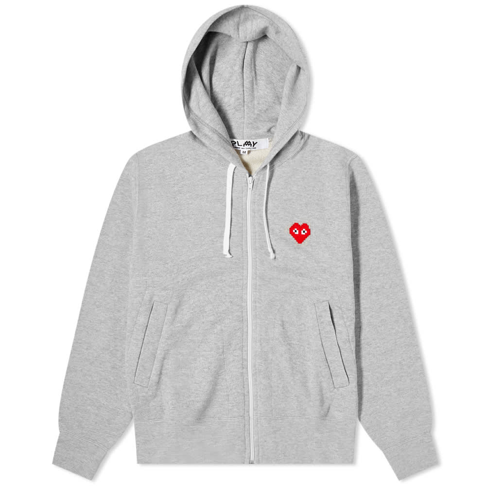 

Толстовка Comme des Garçons Play Invader Heart Hooded Sweat, Серый, Толстовка Comme des Garçons Play Invader Heart Hooded Sweat