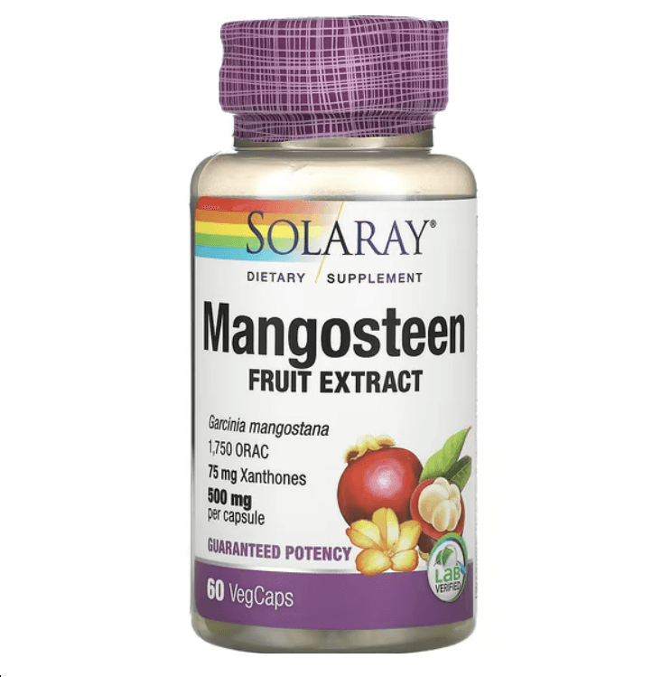Экстракт плодов мангустина Mangosteen Fruit Extract, 500 мг, 60 растительных капсул, Solaray solaray экстракт плодов гарцинии камбоджийской 500 мг 60 растительных капсул