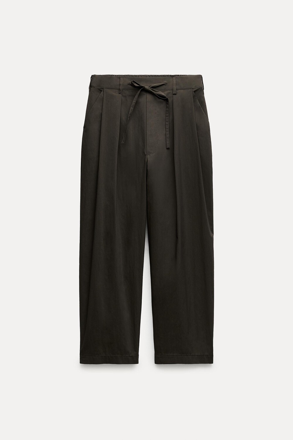 

Брюки-кюлоты Zara ZW Collection Pleated, темный хаки