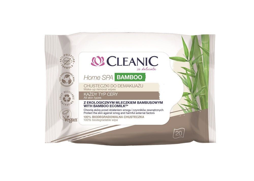 

CLEANIC Салфетки для снятия макияжа Home SPA Bamboo для всех типов кожи 20 шт.