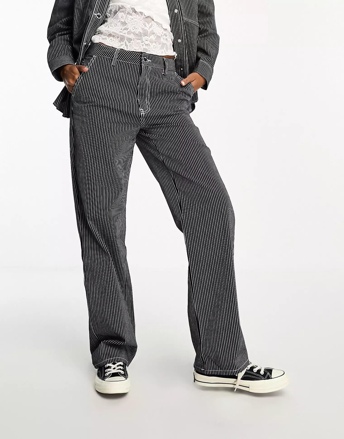 

Джинсы Only High Waisted Straight Leg Co-ord, темно-синий/белый